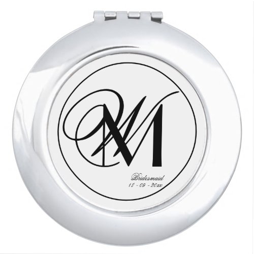 Bridesmaid Thank You Gift Monogram Initials Trendy Compact Mirror