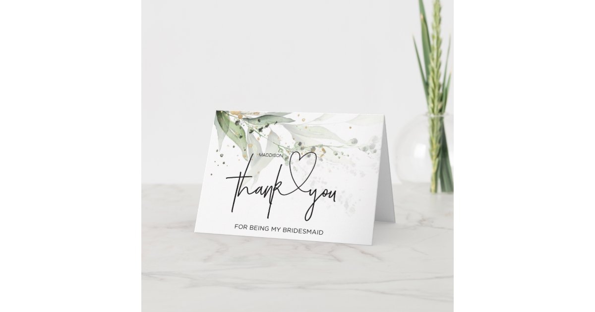 Bridesmaid Thank You Gift Wedding Bridal Party Card | Zazzle