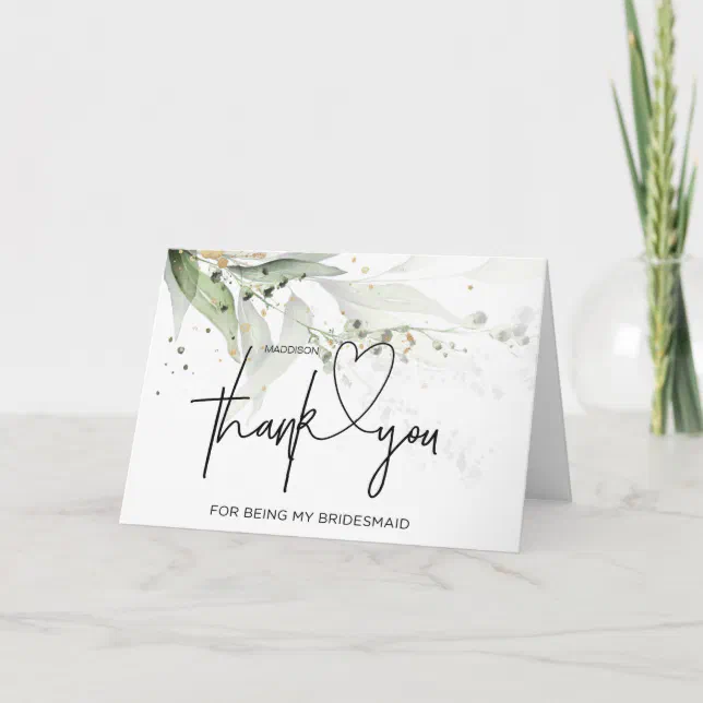 Bridesmaid Thank You Gift Wedding Bridal Party Card | Zazzle