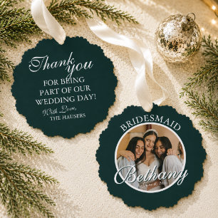 Bridesmaid Thank You Keepsake Wedding Ornament Card