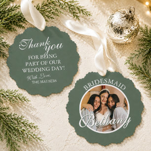 Bridesmaid Thank You Keepsake Wedding Ornament Card