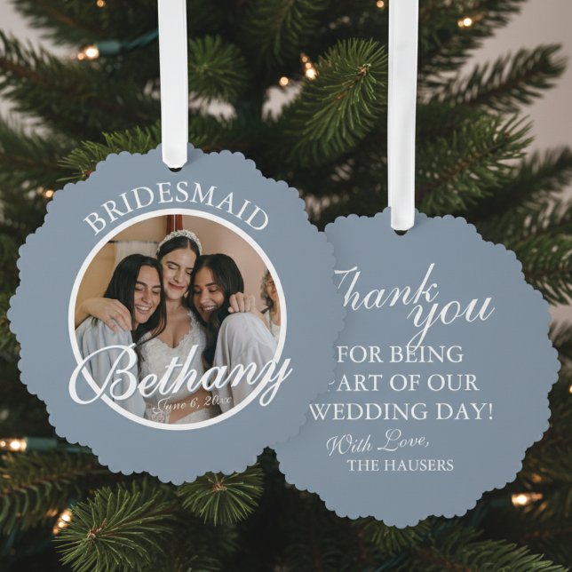 Bridesmaid Thank You Keepsake Wedding Ornament Card (Say thank you to your Bridesmaid with a gift they'll cherish every holiday season! )