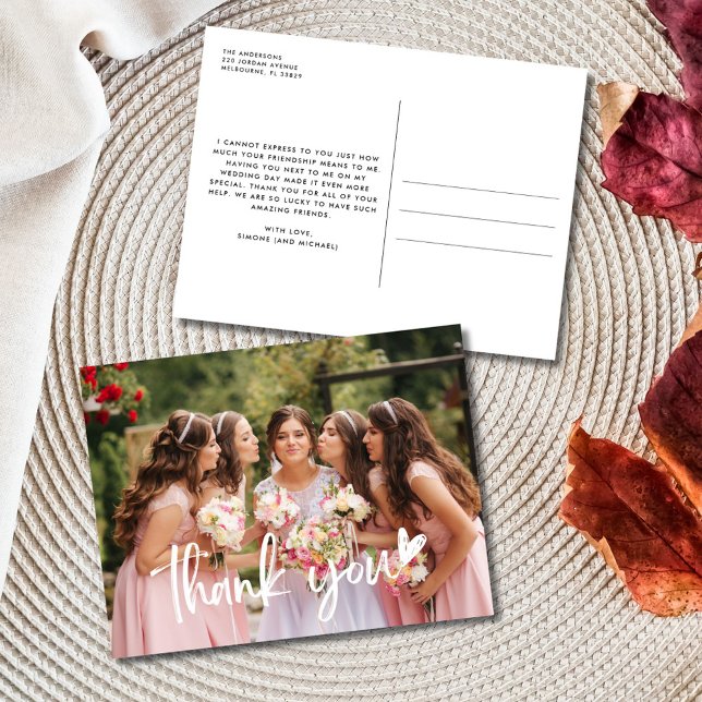 Bridesmaid Thank You Photo Wedding  Postcard (Bridesmaid Thank You Photo Wedding Postcard)