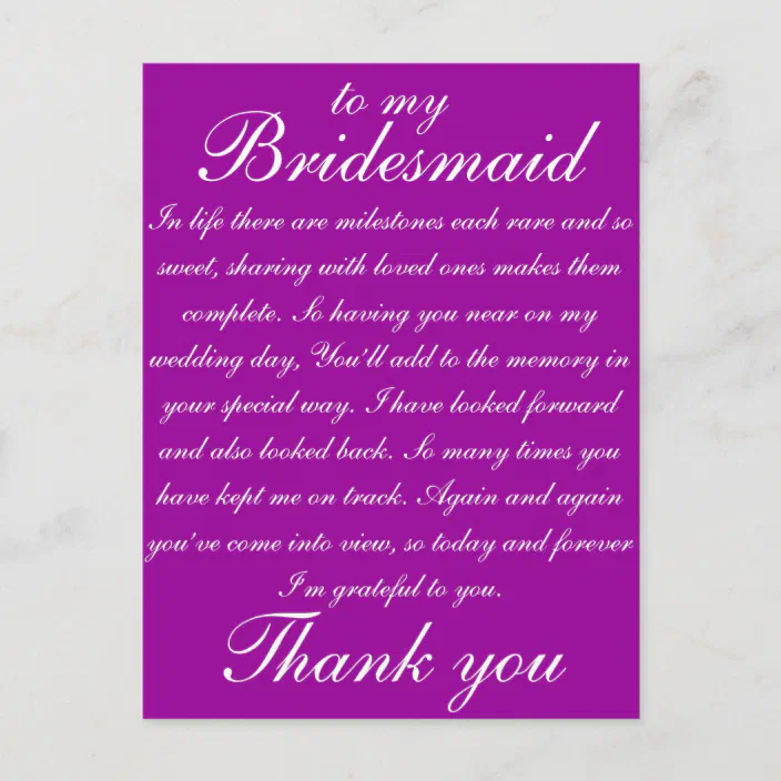 Handmade Personalised Thank You Bridesmaid Best Man Card Heart Star many colours 