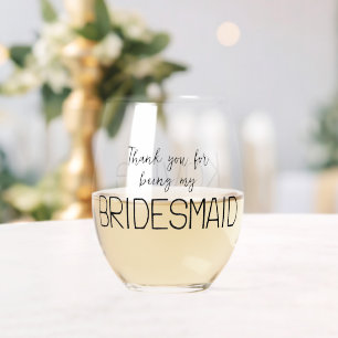 Bridesmaid Thank You Stemless Wine Glass