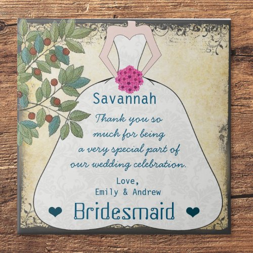 Bridesmaid Thank You Tile Gown with Tree Swirls