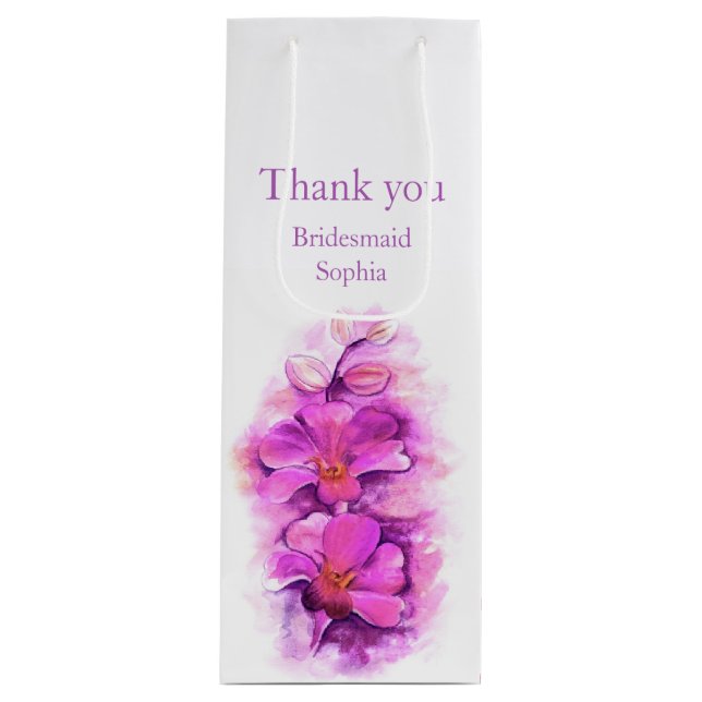 Bridesmaid thank you wedding favor wine gift bag (Front)