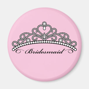 Bridesmaid Tiara Magnet (pink background)