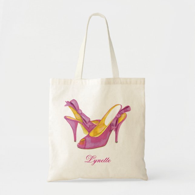 Bridesmaid Tote Bags, hot pink heels (Front)