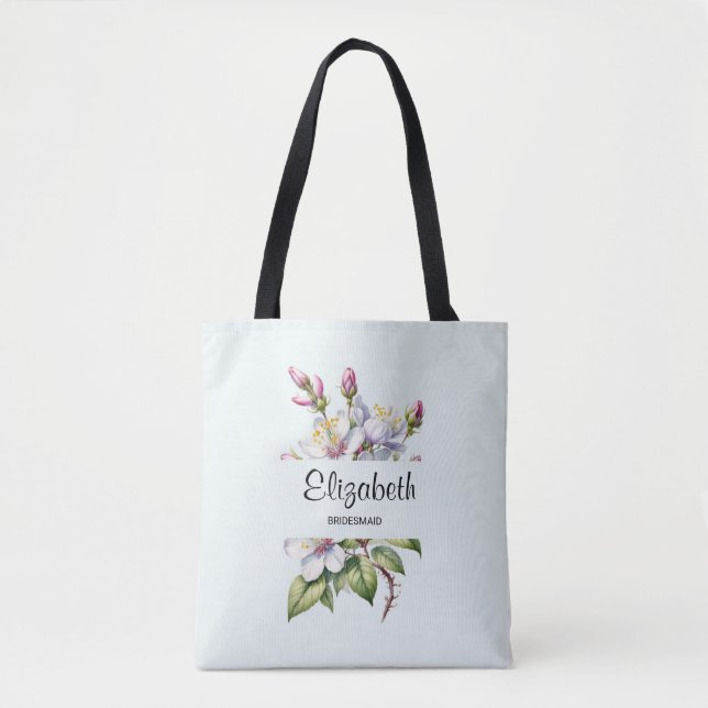 Bridesmaid Tote with Delicate Floral Design Bag (Front)