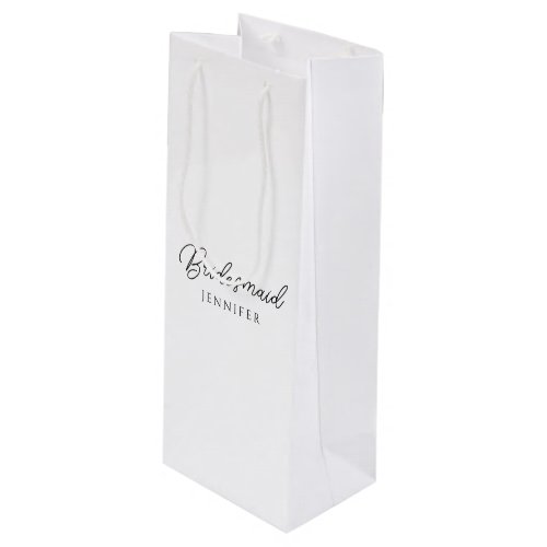 Bridesmaid Typography Script Name Template Best Wine Gift Bag