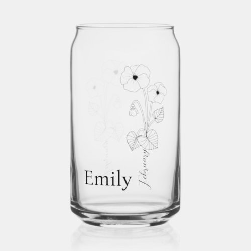 Bridesmaid Violet February Birth Month Flower Can Glass