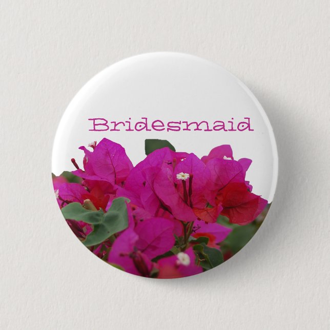 Bridesmaid Vivid Flowers Pinback Button (Front)