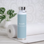 Bridesmaid Water Bottle<br><div class="desc">This insulated water bottle is shown in white with a bridesmaid custom name sample.
Color accent Dusty Blue
Customize this item and change the sample name to yours.</div>