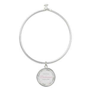 Bridesmaid Wedding Bangle Bracelet Pink & Gray