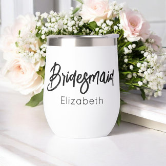 Bridesmaid Wedding Black White Thermal Wine Tumbler
