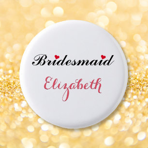 Bridesmaid Wedding Bridal Bachelorette Party White Button
