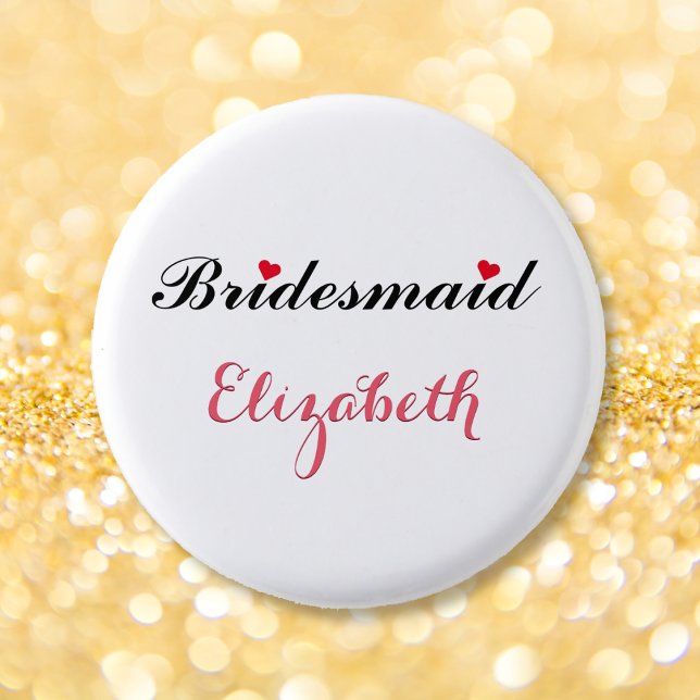 Bridesmaid Wedding Bridal Bachelorette Party White Button (Bridesmaid Wedding Bridal Bachelorette Party White Button)