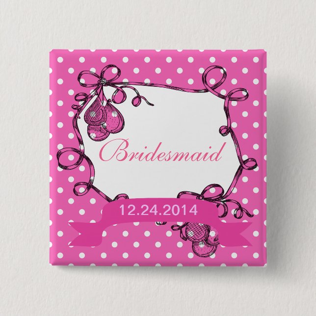 Bridesmaid wedding button (Front)