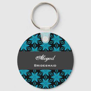 Bridesmaid Wedding Favor Blue Star Flowers V010 Keychain