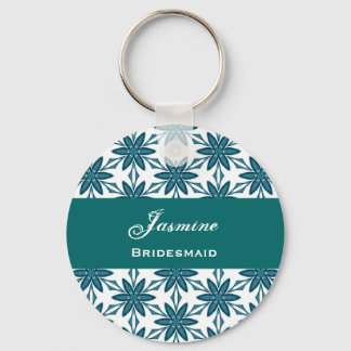Bridesmaid Wedding Favor Green Star Flowers V025 Keychain