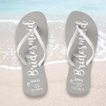 Bridesmaid Wedding Favor Name or Monogram Grey Flip Flops<br><div class="desc">Surprise your bridesmaids with this stylish custom name or monogram thank you/wedding favor gift. **The Background color can be changed to match your wedding colors** Just click on customize it and then the small eye dropper. Add your Bridesmaid's name or monogram to make this a special gift just for her....</div>