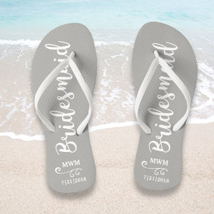 Tropical Floral Personalized Bridal Party Flip Flops