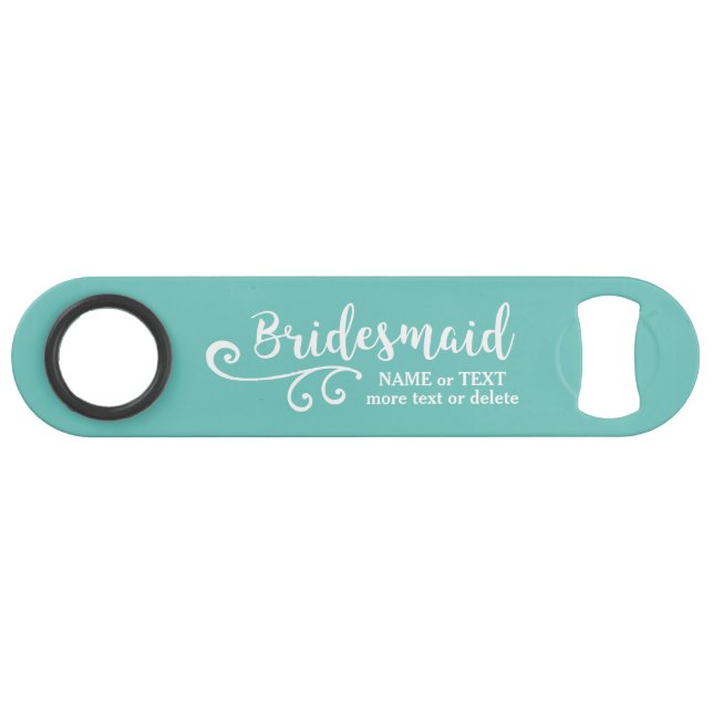 Bridesmaid Wedding Favor Name or Monogram Script Bar Key (Front (Horizontal))