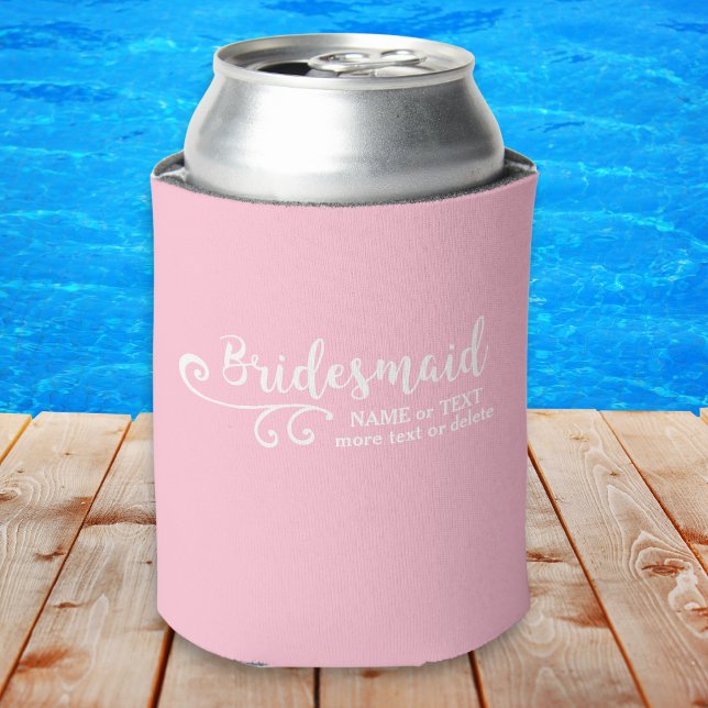 Bridesmaid Wedding Favor Name or Monogram Script Can Cooler (Creator Uploaded)