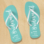 Bridesmaid Wedding Favor Name or Monogram Script Flip Flops<br><div class="desc">Surprise your bridesmaids with this stylish custom name or monogram thank you/wedding favor gift. **The Background color can be changed to match your wedding colors** Just click on customize it and then the small eye dropper. Add your Bridesmaid's name or monogram to make this a special gift just for her....</div>