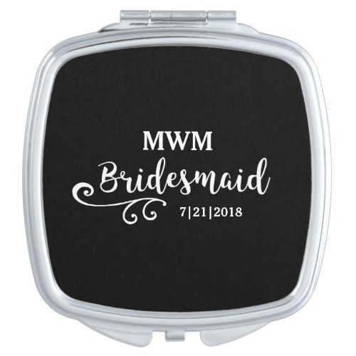 Bridesmaid Wedding Favor Name or Monogram Script Makeup Mirror