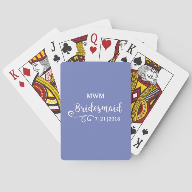 Bridesmaid Wedding Favor Name or Monogram Script Poker Cards (Back)