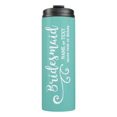 Bridesmaid Wedding Favor Name or Monogram Script Thermal Tumbler