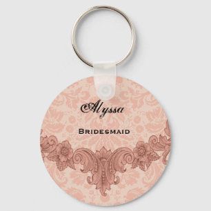 Bridesmaid Wedding Favor Peach Vintage B029 Keychain