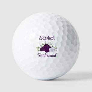 Bridesmaid Wedding Favor Purple Boho Roses Golf Balls