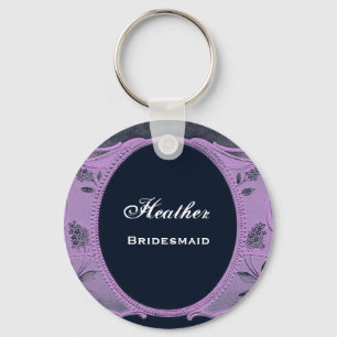 Bridesmaid Wedding Favor Purple Vintage B028 Keychain