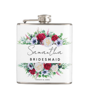 Bridesmaid Wedding Floral Bouquet Hip Flask