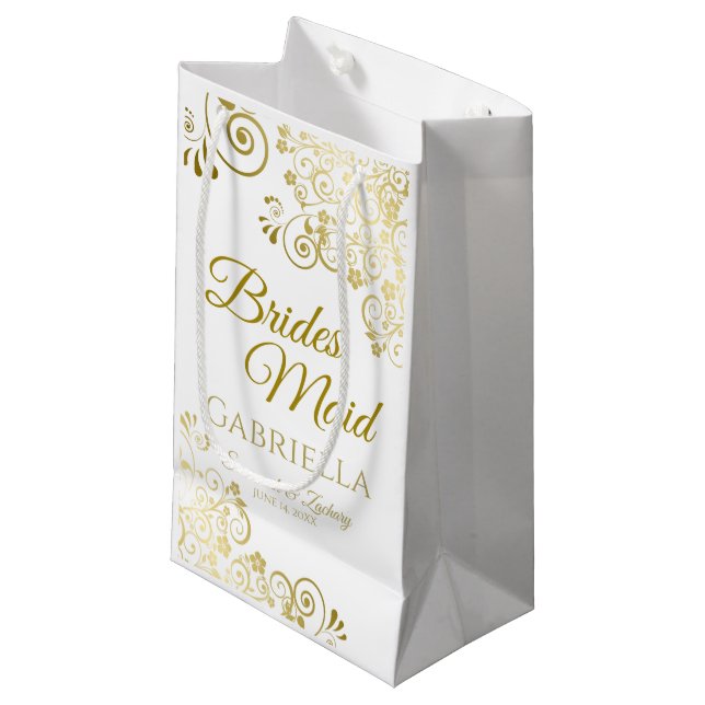 Bridesmaid Wedding Gift Bag Small (Front Angled)