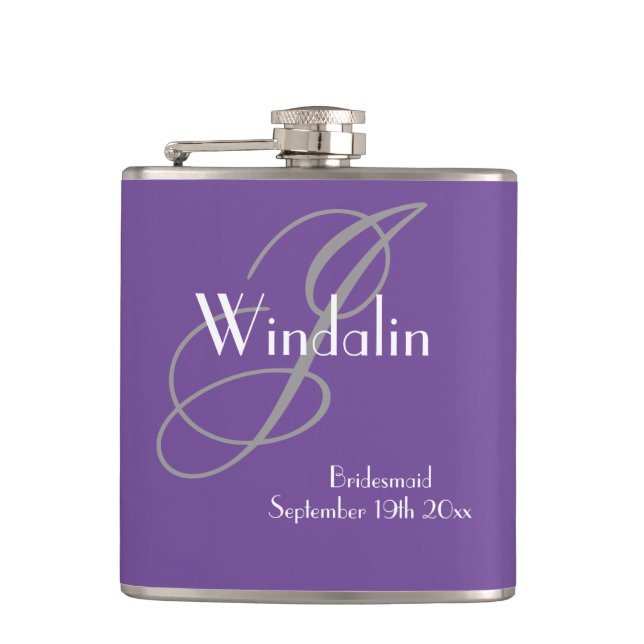  Bridesmaid Wedding Gift Modern Monogram Chic  Flask (Front)