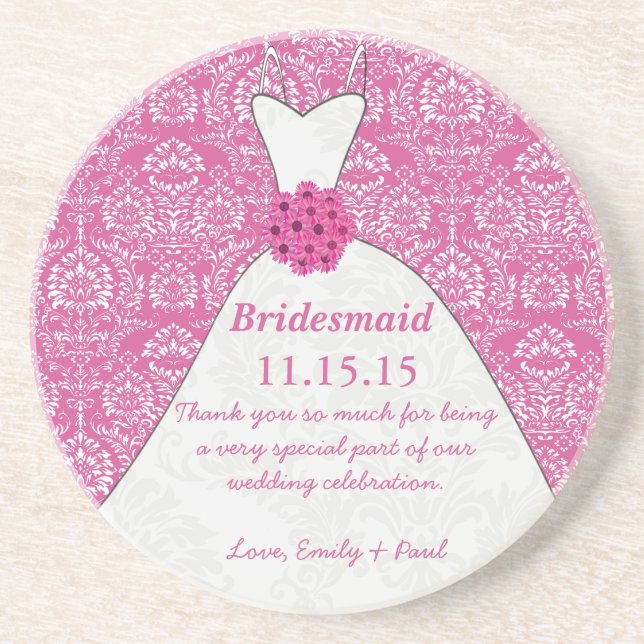 Bridesmaid Wedding Gown Coasters (Front)
