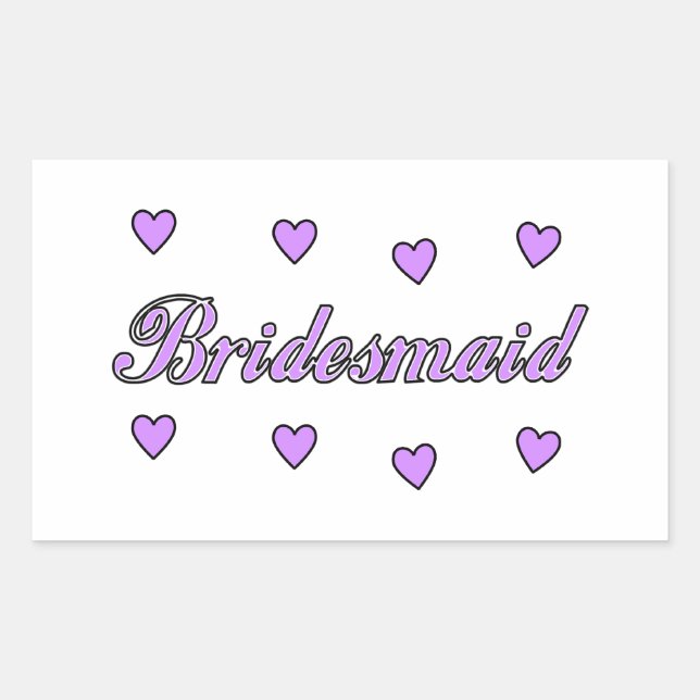Bridesmaid Wedding Hearts Rectangular Sticker (Front)