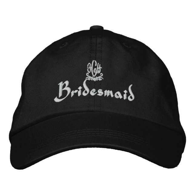 Bridesmaid Wedding I Black Embroidered Baseball Hat (Front)