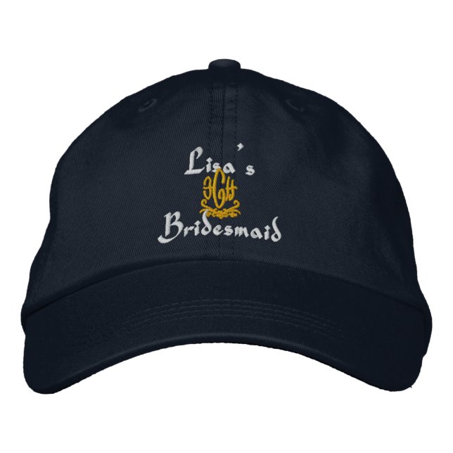 Bridesmaid Wedding Navy Embroidered Baseball Hat (Front)