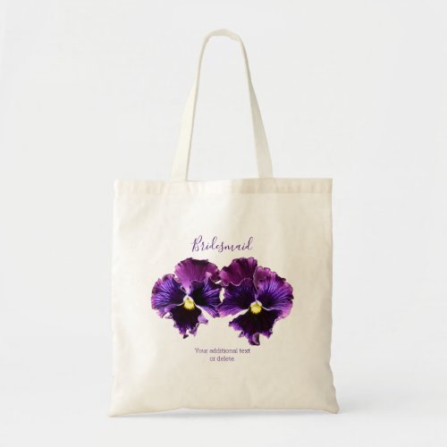 Bridesmaid Wedding Pansies Budget ToteFavor Bag