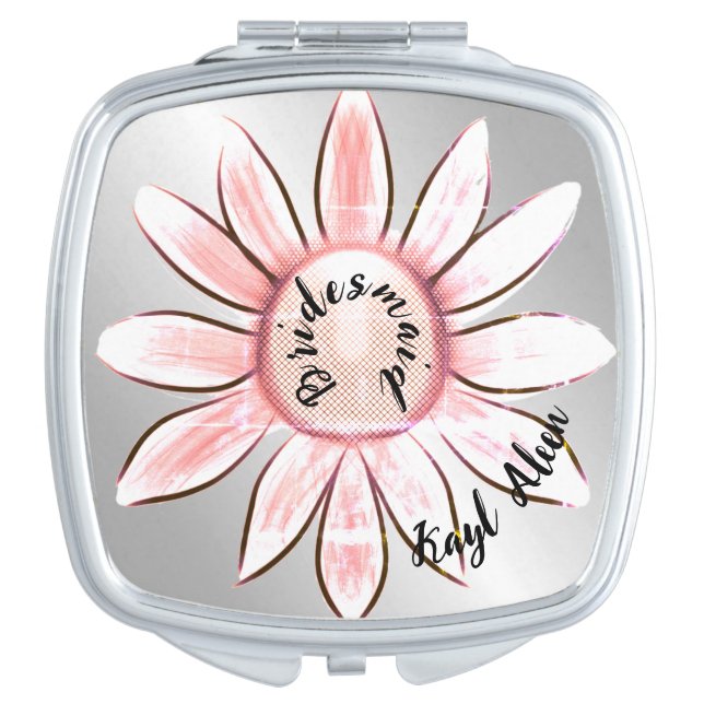 Bridesmaid Wedding Party Gift Monogram Compact Mirror (Front)