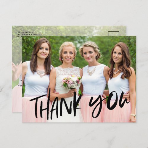 Bridesmaid Wedding Photo Thank You Postcard