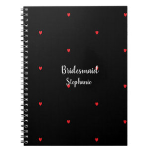 Bridesmaid Wedding Red Heart Patterns Gift Favor Notebook
