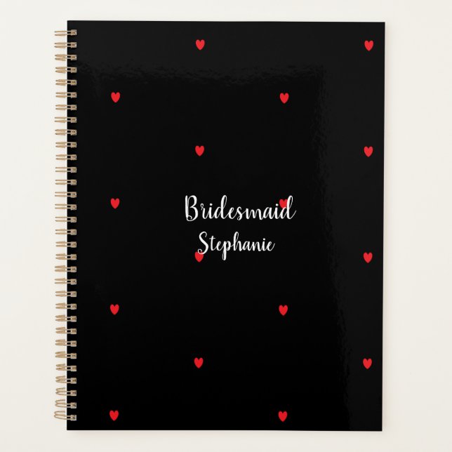 Bridesmaid Wedding Red Heart Patterns Gift Favor Planner (Front)