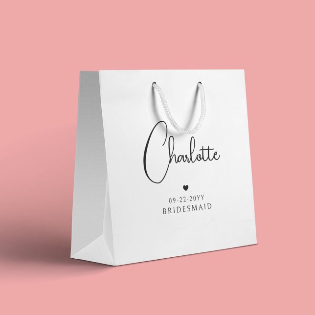 Bridesmaid Wedding Simple Modern Script Name Large Gift Bag (Creator Uploaded)