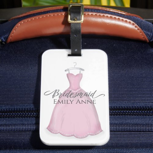 Bridesmaid Wedding Vintage Pink Dress Bridal Party Luggage Tag